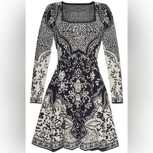 NWT CARA CARA LILLIA DRESS BLACK SCROLL TERRACE SIZE M